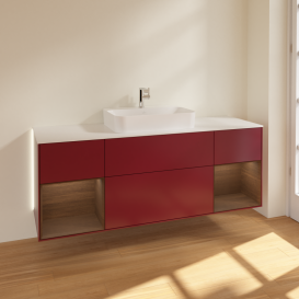 Тумба под раковину Villeroy & Boch Finion 160х50,1 см с подсветкой МДФ пион матовый лак/стекло белое матовое G451GNHB