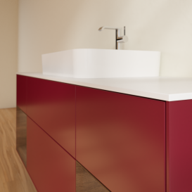 Тумба под раковину Villeroy & Boch Finion 160х50,1 см с подсветкой МДФ пион матовый лак/стекло белое матовое G451GNHB