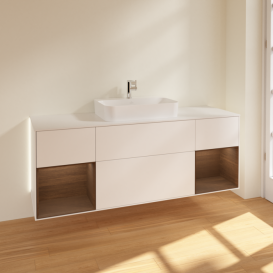 Тумба под раковину Villeroy & Boch Finion 160х50,1 см с подсветкой МДФ белый матовый лак/стекло белое матовое G451GNMT