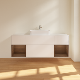 Тумба под раковину Villeroy & Boch Finion 160х50,1 см с подсветкой МДФ белый матовый лак/стекло белое матовое G451GNMT