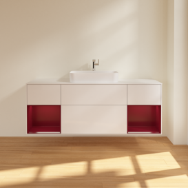 Тумба под раковину Villeroy & Boch Finion 160х50,1 см с подсветкой МДФ глянцевый белый лак/стекло белое матовое G451HBGF