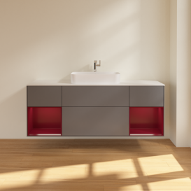 Тумба под раковину Villeroy & Boch Finion 160х50,1 см с подсветкой МДФ антрацит матовый лак/стекло белое матовое G451HBGK