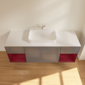 Тумба под раковину Villeroy & Boch Finion 160х50,1 см с подсветкой МДФ антрацит матовый лак/стекло белое матовое G451HBGK