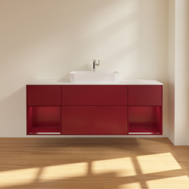 Тумба под раковину Villeroy & Boch Finion 160х50,1 см с подсветкой МДФ пион матовый лак/стекло белое матовое G451HBHB