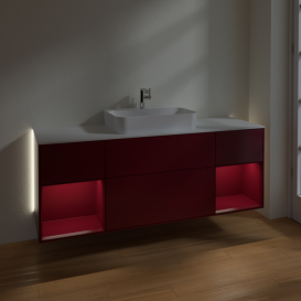 Тумба под раковину Villeroy & Boch Finion 160х50,1 см с подсветкой МДФ пион матовый лак/стекло белое матовое G451HBHB