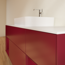 Тумба под раковину Villeroy & Boch Finion 160х50,1 см с подсветкой МДФ пион матовый лак/стекло белое матовое G451HBHB