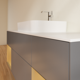 Тумба под раковину Villeroy & Boch Finion 160х50,1 см с подсветкой МДФ антрацит матовый лак/стекло белое матовое G451HFGK