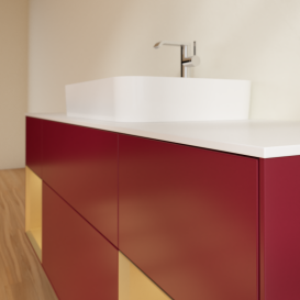 Тумба под раковину Villeroy & Boch Finion 160х50,1 см с подсветкой МДФ пион матовый лак/стекло белое матовое G451HFHB