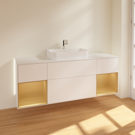 Тумба під раковину Villeroy & Boch Finion 160х50,1 см із підсвічуванням МДФ білий матовий лак/скло біле матове G451HFMT