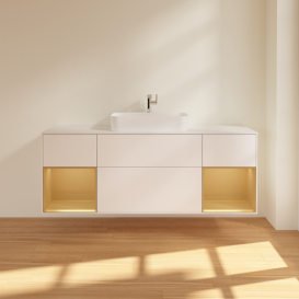 Тумба під раковину Villeroy & Boch Finion 160х50,1 см із підсвічуванням МДФ білий матовий лак/скло біле матове G451HFMT