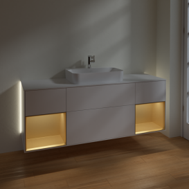 Тумба під раковину Villeroy & Boch Finion 160х50,1 см із підсвічуванням МДФ білий матовий лак/скло біле матове G451HFMT