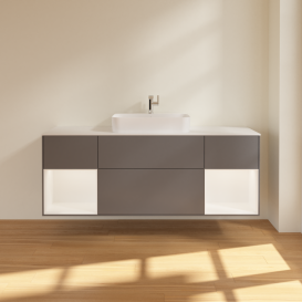 Тумба під раковину Villeroy & Boch Finion 160х50,1 см із підсвічуванням МДФ антрацит матовий лак/скло біле матове G451MTGK