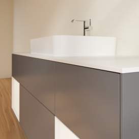 Тумба під раковину Villeroy & Boch Finion 160х50,1 см із підсвічуванням МДФ антрацит матовий лак/скло біле матове G451MTGK