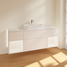 Тумба під раковину Villeroy & Boch Finion 160х50,1 см із підсвічуванням МДФ білий матовий лак/скло біле матове G451MTMT