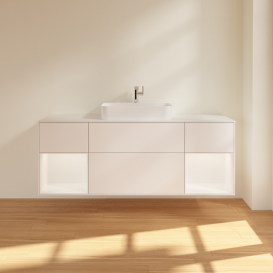 Тумба під раковину Villeroy & Boch Finion 160х50,1 см із підсвічуванням МДФ білий матовий лак/скло біле матове G451MTMT