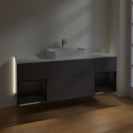 Тумба под раковину Villeroy & Boch Finion 160х50,1 см с подсветкой МДФ антрацит матовый лак/стекло белое матовое G451PDGK