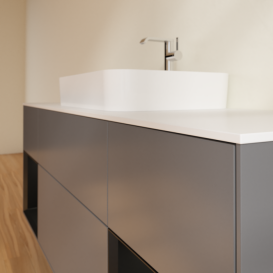 Тумба под раковину Villeroy & Boch Finion 160х50,1 см с подсветкой МДФ антрацит матовый лак/стекло белое матовое G451PDGK