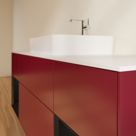 Тумба под раковину Villeroy & Boch Finion 160х50,1 см с подсветкой МДФ пион матовый лак/стекло белое матовое G451PDHB