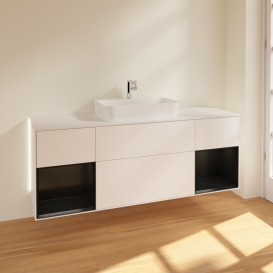 Тумба под раковину Villeroy & Boch Finion 160х50,1 см с подсветкой МДФ белый матовый лак/стекло белое матовое G451PDMT