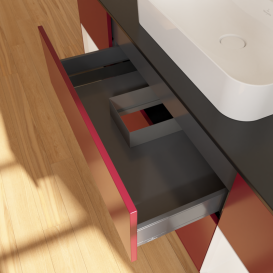 Тумба под раковину Villeroy & Boch Finion 160х50,1 см с подсветкой МДФ пион матовый лак/стекло черное матовое G452GFHB