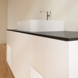 Тумба под раковину Villeroy & Boch Finion 160х50,1 см с подсветкой МДФ белый матовый лак/стекло черное матовое G452GFMT