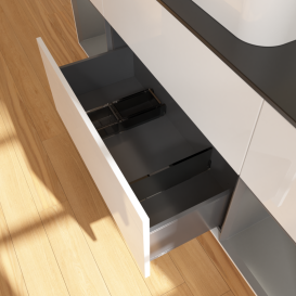 Тумба под раковину Villeroy & Boch Finion 160х50,1 см с подсветкой МДФ глянцевый белый лак/стекло черное матовое G452GKGF