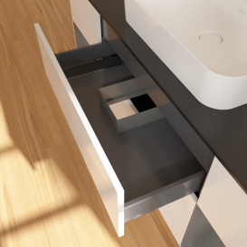 Тумба под раковину Villeroy & Boch Finion 160х50,1 см с подсветкой МДФ глянцевый белый лак/стекло черное матовое G452GKGF