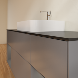 Тумба под раковину Villeroy & Boch Finion 160х50,1 см с подсветкой МДФ антрацит матовый лак/стекло черное матовое G452GKGK