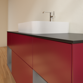 Тумба под раковину Villeroy & Boch Finion 160х50,1 см с подсветкой МДФ пион матовый лак/стекло черное матовое G452GKHB