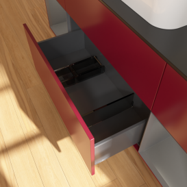 Тумба под раковину Villeroy & Boch Finion 160х50,1 см с подсветкой МДФ пион матовый лак/стекло черное матовое G452GKHB