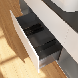 Тумба под раковину Villeroy & Boch Finion 160х50,1 см с подсветкой МДФ белый матовый лак/стекло черное матовое G452GKMT