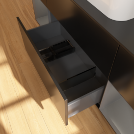 Тумба під раковину Villeroy & Boch Finion 160х50,1 см із підсвічуванням МДФ чорний матовий лак/скло чорне матове  G452GKPD