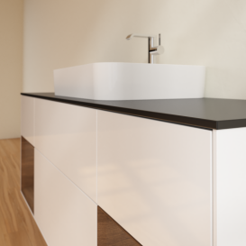 Тумба под раковину Villeroy & Boch Finion 160х50,1 см с подсветкой МДФ глянцевый белый лак/стекло черное матовое G452GNGF