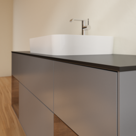 Тумба под раковину Villeroy & Boch Finion 160х50,1 см с подсветкой МДФ антрацит матовый лак/стекло черное матовое G452GNGK