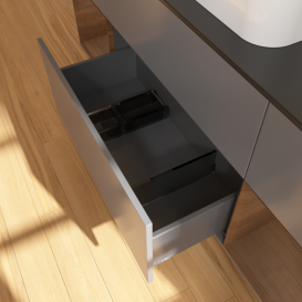 Тумба под раковину Villeroy & Boch Finion 160х50,1 см с подсветкой МДФ антрацит матовый лак/стекло черное матовое G452GNGK