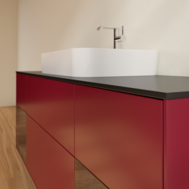 Тумба под раковину Villeroy & Boch Finion 160х50,1 см с подсветкой МДФ пион матовый лак/стекло черное матовое G452GNHB