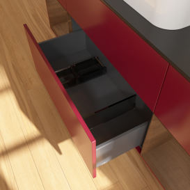 Тумба под раковину Villeroy & Boch Finion 160х50,1 см с подсветкой МДФ пион матовый лак/стекло черное матовое G452GNHB