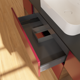 Тумба под раковину Villeroy & Boch Finion 160х50,1 см с подсветкой МДФ пион матовый лак/стекло черное матовое G452GNHB