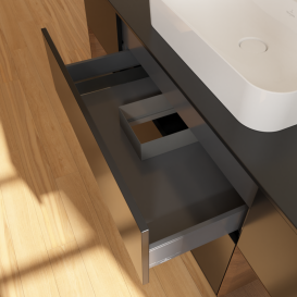 Тумба под раковину Villeroy & Boch Finion 160х50,1 см с подсветкой МДФ черный матовый лак/стекло черное матовое G452GNPD