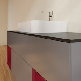 Тумба под раковину Villeroy & Boch Finion 160х50,1 см с подсветкой МДФ антрацит матовый лак/стекло черное матовое G452HBGK