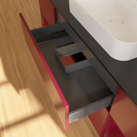 Тумба под раковину Villeroy & Boch Finion 160х50,1 см с подсветкой МДФ пион матовый лак/стекло черное матовое G452HBHB