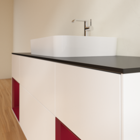 Тумба под раковину Villeroy & Boch Finion 160х50,1 см с подсветкой МДФ белый матовый лак/стекло черное матовое G452HBMT