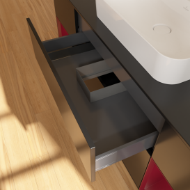 Тумба під раковину Villeroy & Boch Finion 160х50,1 см із підсвічуванням МДФ чорний матовий лак/скло чорне матове G452HBPD