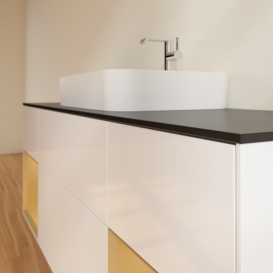 Тумба под раковину Villeroy & Boch Finion 160х50,1 см с подсветкой МДФ глянцевый белый лак/стекло черное матовое G452HFGF