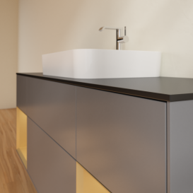 Тумба под раковину Villeroy & Boch Finion 160х50,1 см с подсветкой МДФ антрацит матовый лак/стекло черное матовое G452HFGK