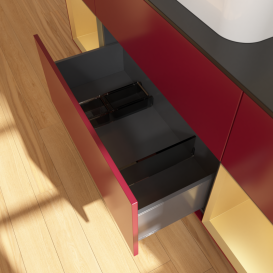 Тумба под раковину Villeroy & Boch Finion 160х50,1 см с подсветкой МДФ пион матовый лак/стекло черное матовое G452HFHB