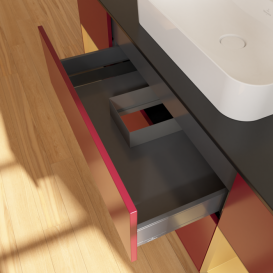 Тумба под раковину Villeroy & Boch Finion 160х50,1 см с подсветкой МДФ пион матовый лак/стекло черное матовое G452HFHB