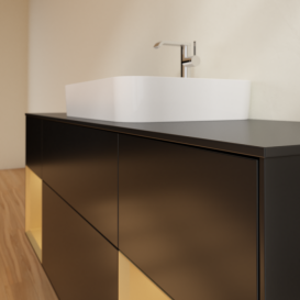 Тумба під раковину Villeroy & Boch Finion 160х50,1 см із підсвічуванням МДФ чорний матовий лак/скло чорне матове G452HFPD