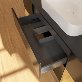 Тумба під раковину Villeroy & Boch Finion 160х50,1 см із підсвічуванням МДФ чорний матовий лак/скло чорне матове G452HFPD