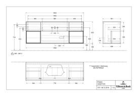 Тумба під раковину Villeroy & Boch Finion 160х50,1 см із підсвічуванням МДФ чорний матовий лак/скло чорне матове G452HFPD